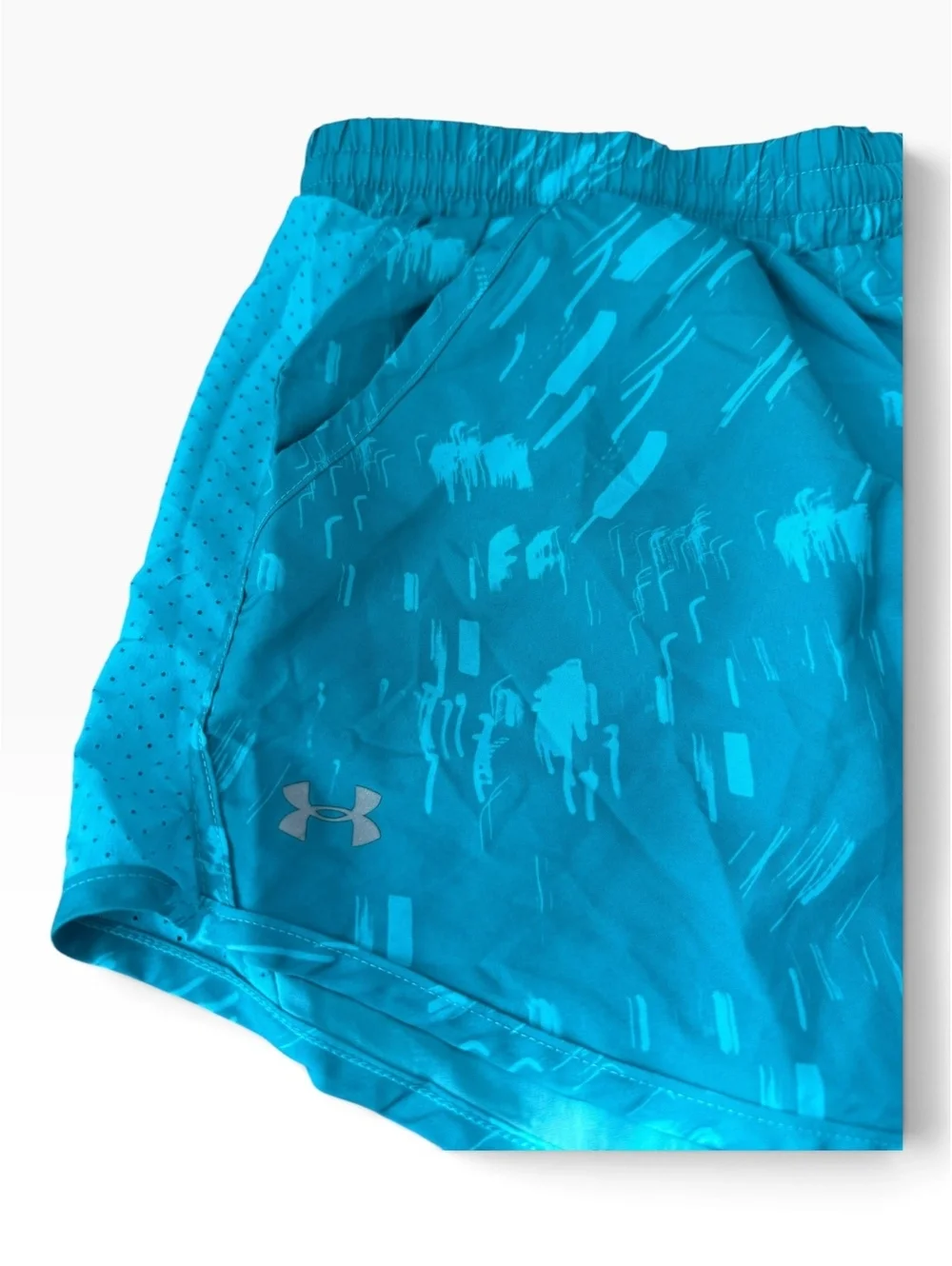 Under Armour Turquoise Printed HeatGear Running Shorts - Women's Size Small